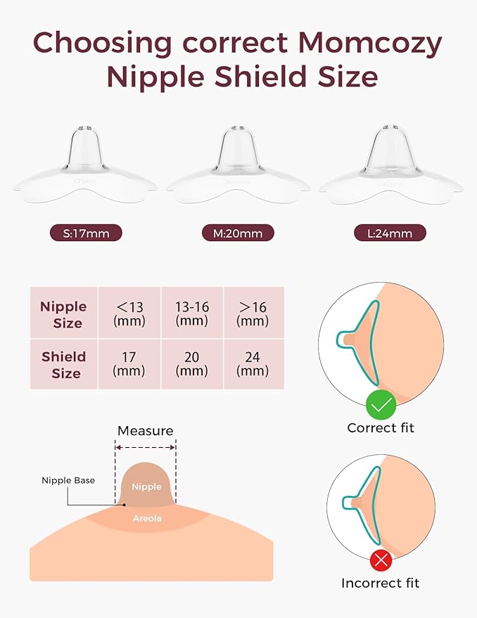 Momcozy Nipple Shield, Floral Contact Nipple Shield for Breastfeeding Moms with Flat or Inverted Nipples, Made Without BPA/BPS (1 Pair, 20mm)