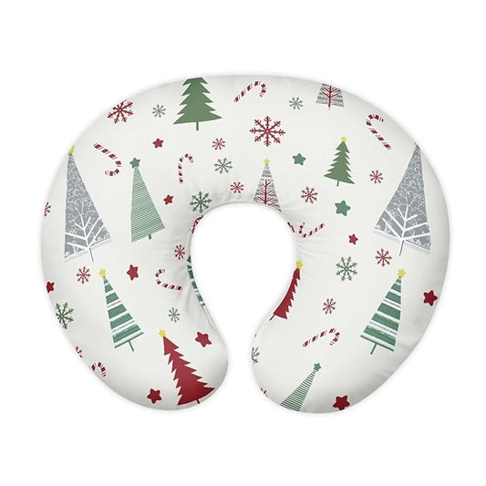 Nursing Pillow Cover, Christmas Decor Xmas Tree Nursing Pillow Slipcovers Ultra-Soft Stretchy Removable Slipcover for Breastfeeding Pillows for Baby Boys Girls