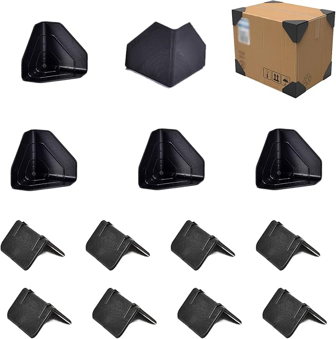 100 pcs Carton Packing Corner Guard Frame Corner Protectors Black Corner Protector V Shaped Edge Guards for Carton Boxes, Furniture and Other Products Packaging