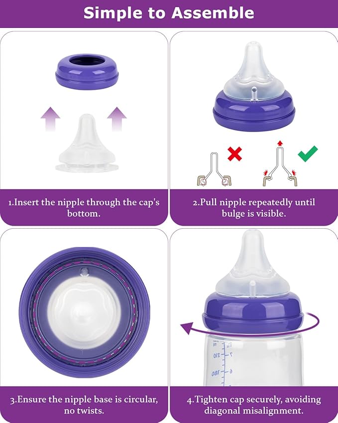 Silicone Nipples for Lansinoh Bottles, Size L,Replacement Bottle Nipple,6m+,Fast Flow, 6 Count