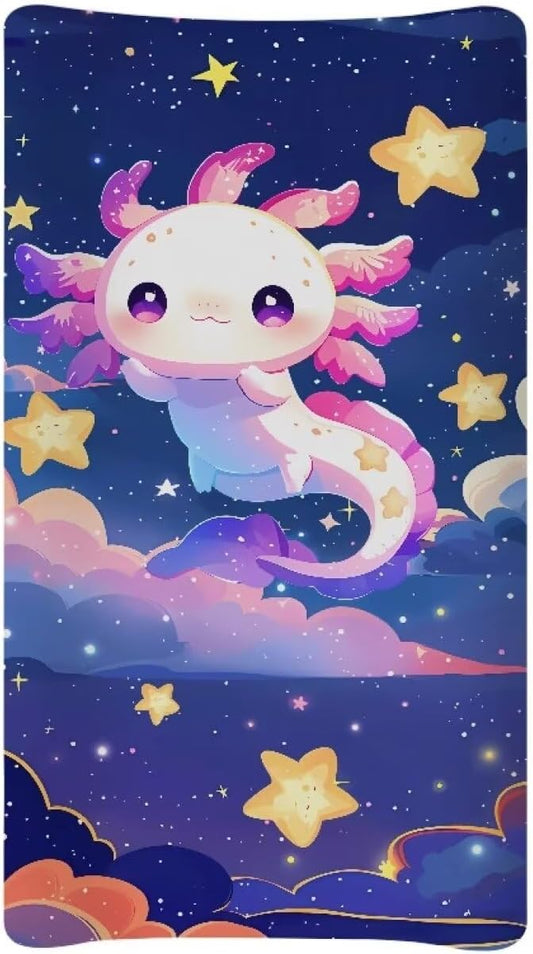 Axolotl Stars Change Pad Covers, Reusable Baby Diaper Change Table Covers Waterproof Baby Changing Pad Cover Machine Washable