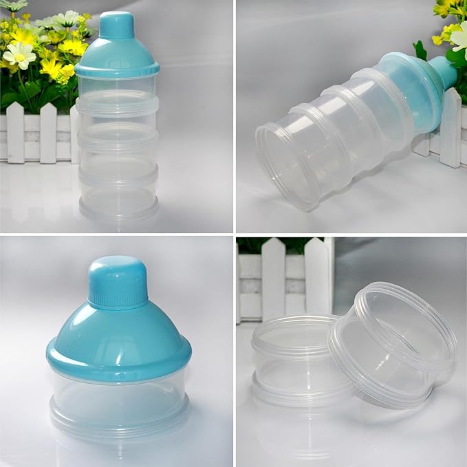2 PCS 5 Layers Baby Milk Powder Pots, Formula Dispenser Portable Milk Powder Formula Dispenser Container Pot Box Milk Cans Snack Storage Box for Travel(Yellow +Yellow)