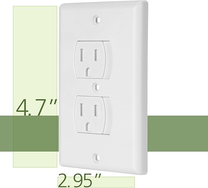 Bates- Self Closing Outlet Covers, 2.95" x 4.7", 2 Pack, White, Sliding Outlet Covers for Baby Proofing