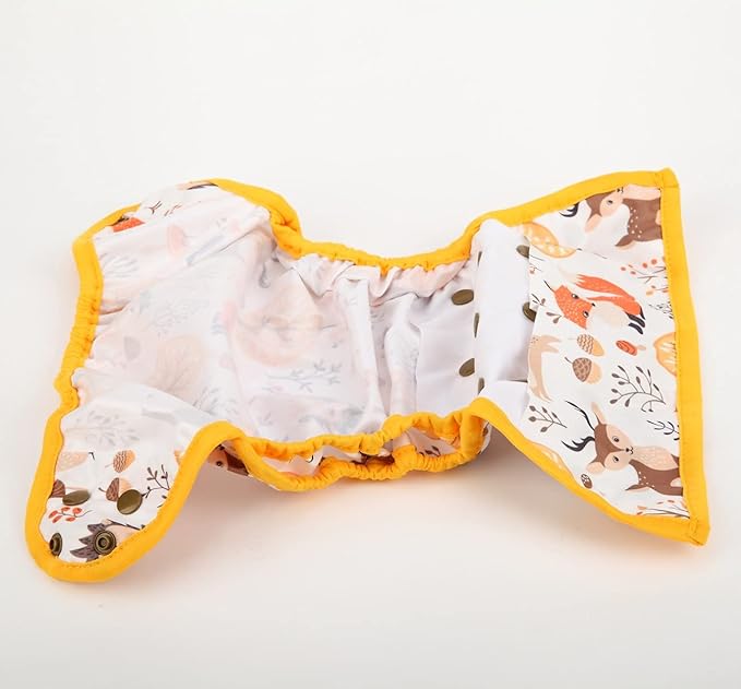 3 Baby Diaper Covers Nappies One Size 10lbs to 36lbs for Boys (Yellow Deers)
