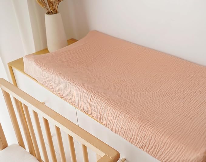 2 Pack Muslin Changing Pad Covers for Boys, Ultra Soft & Breathable Cotton Baby Diaper Changing Table Covers, Neutral Nursery Diaper Changing Pad Sheets (Vintage Blossom)