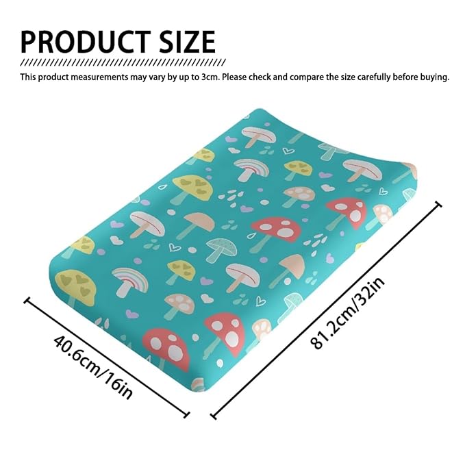 Baby Stretchy Changing Pad Cover, Breathable Changing Pad Cover for Infants and Toddles, Mushroom Print 16 * 32 Inches