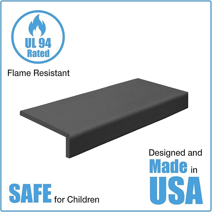 Kidkusion Soft Seat Edge Cushion | Made in USA | 108" | Black | Fireplace Safety Cushion | Hearth Pad