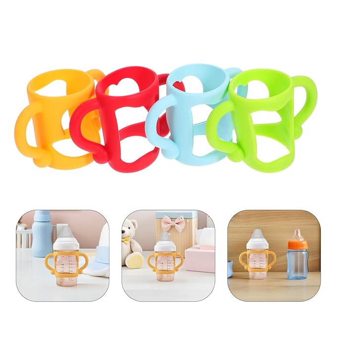 Silicone Baby Handles 4-Pack Ergonomic Non-Slip Grip for Easy Holding Compatible with Most Feeding Bottles Comfortable