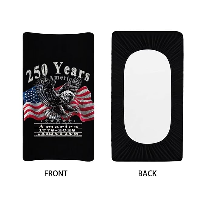 250 Anniversary USA Flag Changing Table Pad Cover Black Changing Pad Covers American Flag Changing Pad Cover Breathbale Portable 32''*16''Changing Pads Nursery Decor
