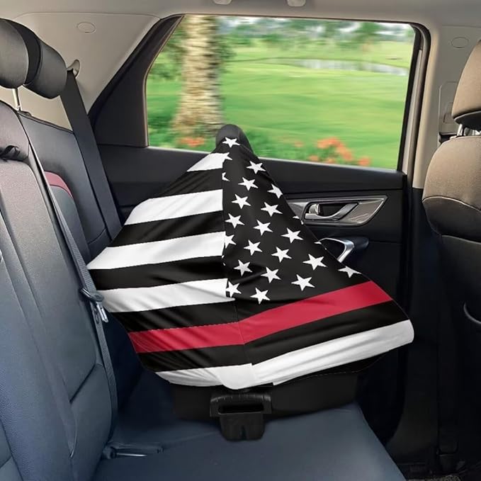Coldinair US Flag Car Seat Cover for Babies Boys Girls,Nursing Cover,Soft Stretchy Infant Carseat Canopy,Shopping Cart/High Chair/Stroller Covers