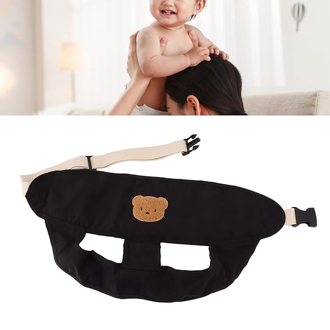 Baby Chair Harness,Soft Length Adjustable Breathable Baby Feeding Safety Seat Strap Portable Cute Harness Belt for Outdoor (Black)