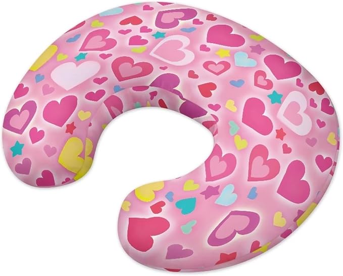 Love Heart Pink Feeding Pillow Cover Cozy Nursing Slipcover Soft Breastfeeding Pillow Slipcover Skin-Friendly U-Shaped Hidden Zipper Design