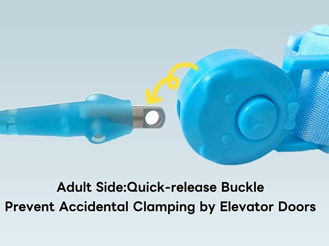 Anti Lost Wrist Link for Kids, Child Safety Leash with Both Ends Quick-Release Buckle, Rotating Clasp, Security Lock, Firm Steel Wire Coil (Blue)