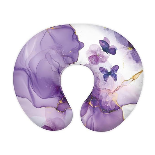 Nursing Pillow Covers for Baby Girl, Soft Removable Covers Breathable for Breastfeeding Pillows, Nursing Pillow Cases Fit Standard Nursing Pillows, Purple Marble Butterfly