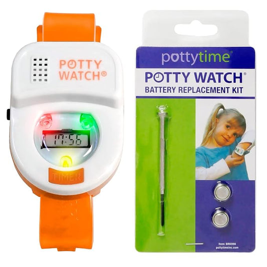 Potty Time Orange Potty Watch for Kids - Potty Training Watch with Battery Replacement Kit - 3 Flashing Lights & Music - 30/60/90 Min Timer - Waterproof & Adjustable Strap