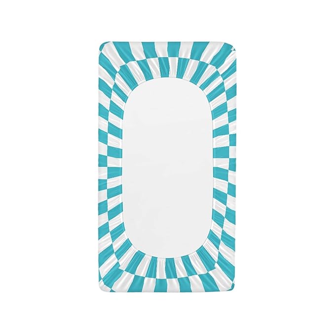 Teal Checkered Changing Pad Cover for Baby Girls Boys Cartoon Breathable Diaper Change Table Sheet Soft Stretchy Cute Change Table Mat Cover Fit 32x16