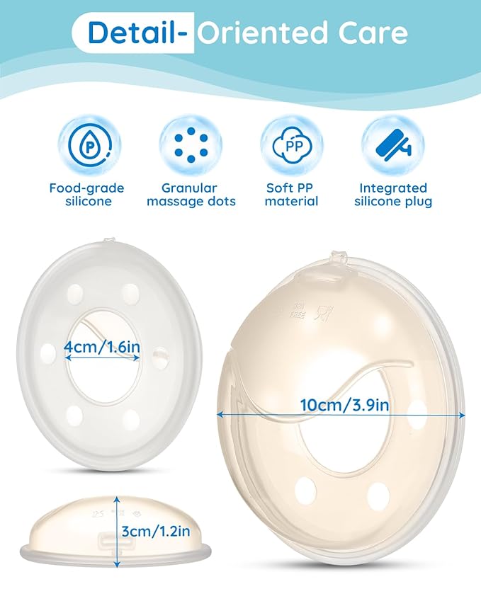 Lilian&Gema Milk Collector Catcher for Breastmilk - 2 Pcs Silicone Breast Pad Nursing Cup Milk Saver for Nursing Moms, Protect Sore Nipples, Extra-Soft and Reusable for Breastfeeding Beige