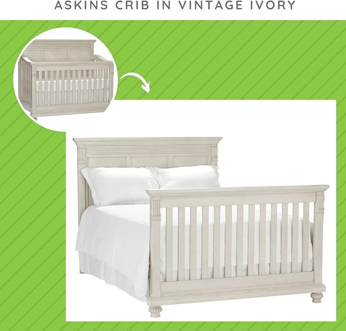 Full-Size Conversion Kit Bed Rails for Viv + Rae Convertible Cribs - Solid Wood Rail - Toddler and Adult Bed Rail for Full-Size Beds - Essential Nursery & Baby Furniture (Vintage Ivory, Option 2)