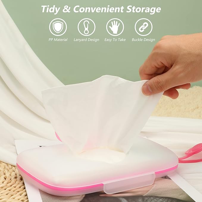 On- The- Go Wipes Dispenser Baby Outdoor Travel Stroller Wet Wipes Box Refillable Container for Car Bathroom Living Room