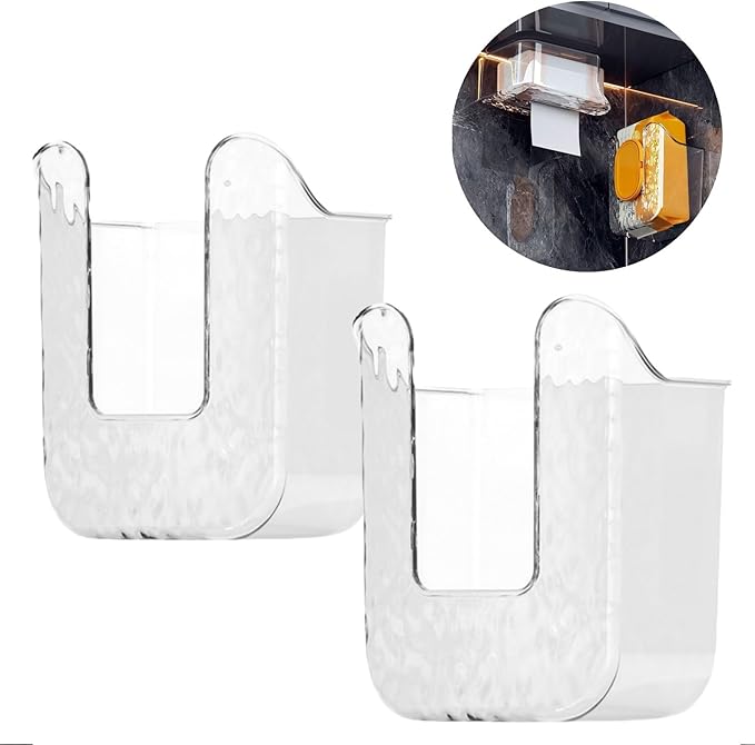 2 Pcs Bathroom Toilet Wall-Mounted Wet Wipes Dispenser Kitchen Wipes Wall Mount Storage Box (Transparent White)