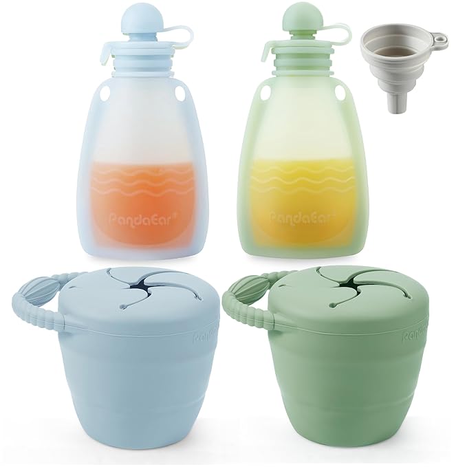 PandaEar 6 Pack Baby Food Pouches & 2 Pack Snack Containers