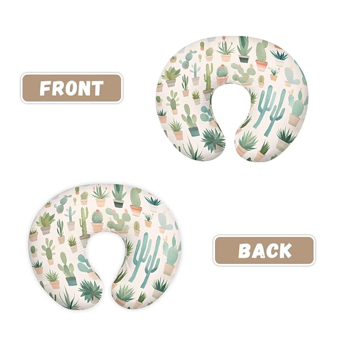 Cactus Pattern Pillow Cover for Infant Snug Stain Resistant Neutral Breastfeeding Pillow Cover Easy to Clean Soft Custom Gifts for Toddler Infant