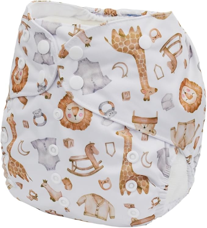 2 to 7 Years Old Cloth Diaper Nappy Pocket Reusable Washable Junior Big Baby Kids Toddler (Sleeping Animals)