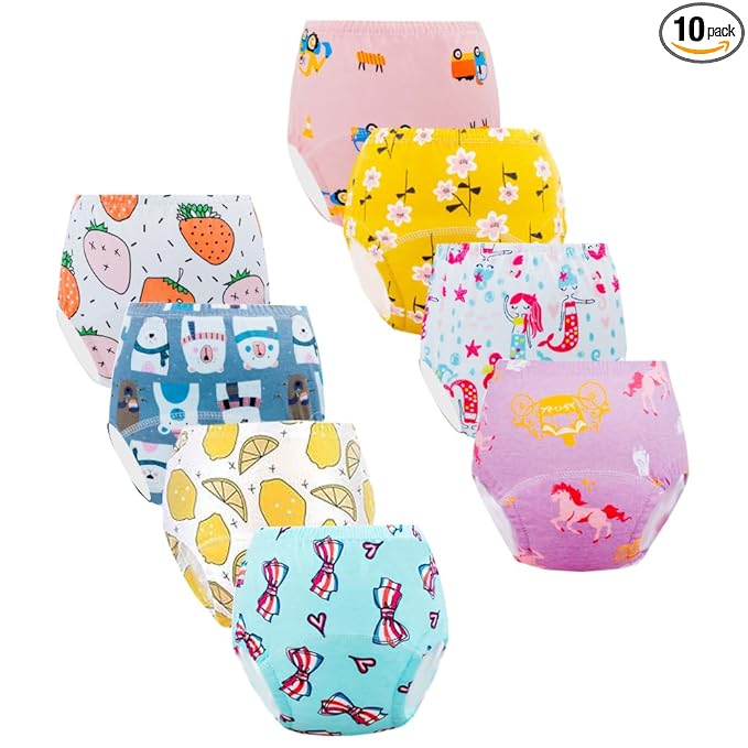 Potty Training Underwear for Girls, Toddler Learning Designs Training Pants(8 Packs, Multi-Colored, 4-6T, L)