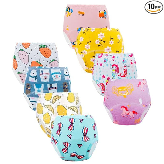 Potty Training Underwear for Girls, Toddler Learning Designs Training Pants(8 Packs, Multi-Colored, 2-3T, S)
