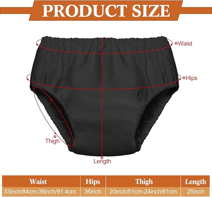 Amylove Swim Diaper Cover for Adult Reusable Diaper for Pool Washable Leak Resistant Waterproof Adult Pull on Cover Pants(Black,1 Piece)
