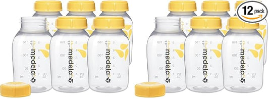 Medla Breast Milk Collection and Storage Bottles with Solid Lids - 5oz-150mL Breastmilk Container, Compatible with Medela Breast Pumps and Made Without BPA, 6 Count (Pack of 2)