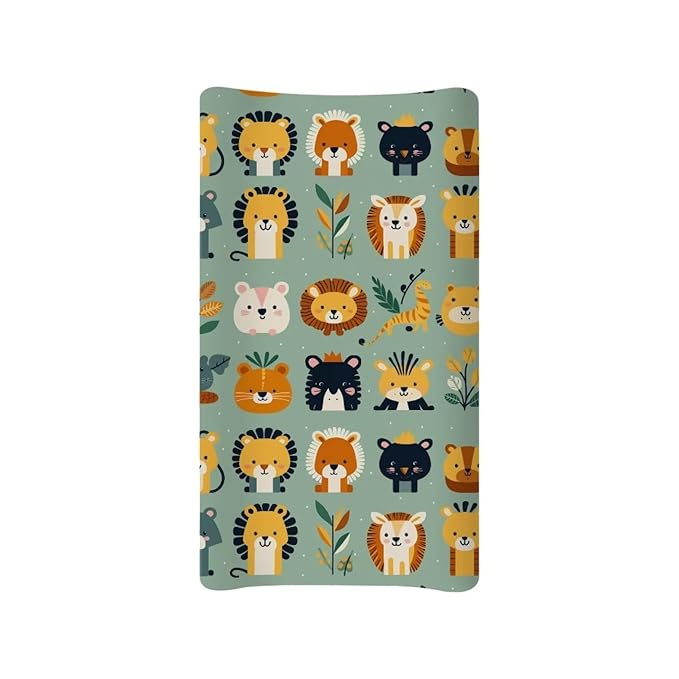 Jungle Animals Diaper Changing Pad Covers for Baby Boys Girl Lion Tiger Giraffe Changing Mat Cover Infant Newborn Changing Table Sheet Fitted 32”x16” Changing Pad Covers