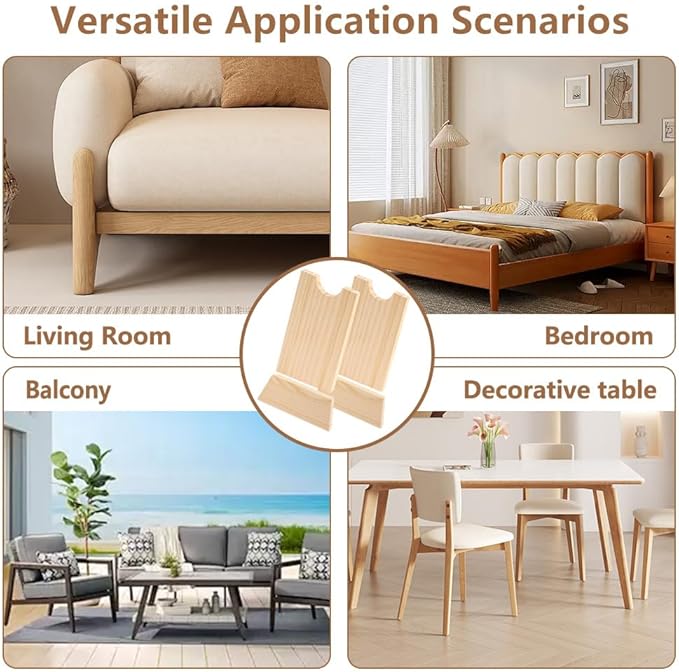 2-Pack Wooden Couch Blocker & Wall Spacer, Solid Wood Sofa Protector for Wall Protection, Prevents Couch Gaps and Fire Hazards from Heaters, Universal Furniture Gap Filler (Round)