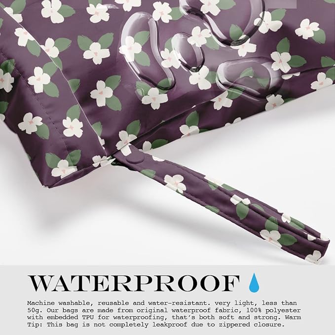 Wet Bag, Wet Dry Bag, Wet Bag for Swimsuit, Travel, Beach, Pool, Diapers, Dirty Yoga Gym Clothes, Toiletries, Makeup Bag, Waterproof Reusable Cute Daisy Floral Flower
