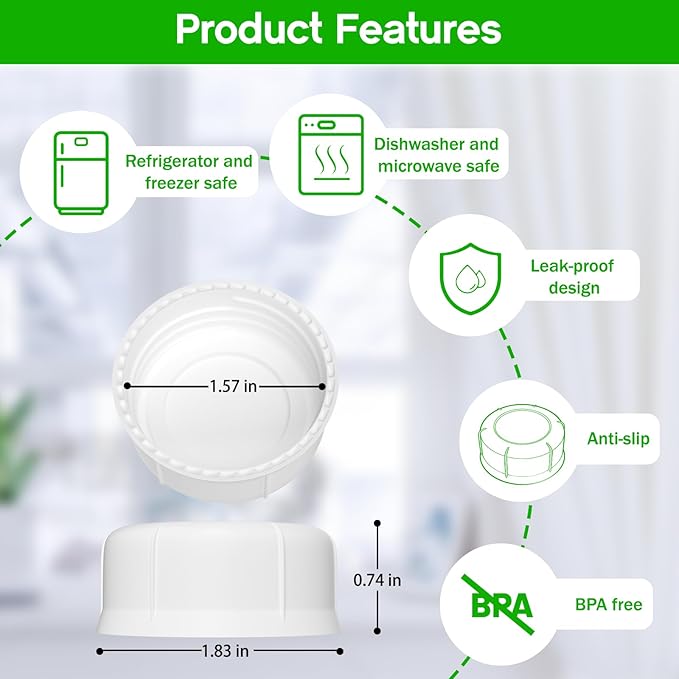 10PCS Baby Bottle Caps for Dr Brown Narrow Bottles, Travel Bottle Lids Replacement for Narrow-Neck Bottle, Tight and Leak-Proof, White