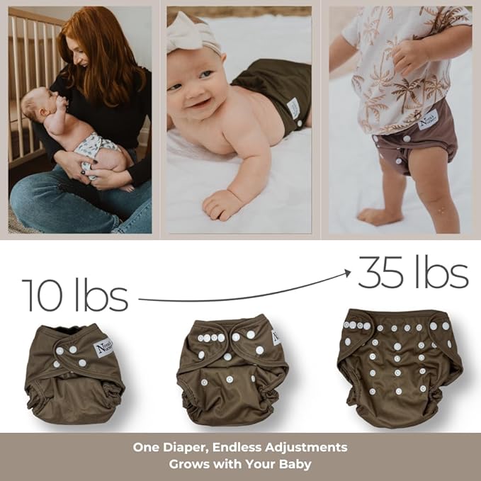 Nora's Nursery Cloth Diaper Cover, Reusable Cover with Snap Closure for Flat or Fitted Inserts - 7-Pack with Wet Bag - Modern Bloom