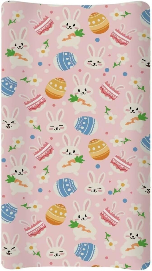 Easter Rabbit Baby Changing Pad Covers Infant Changing Table Cover Boys Girls Diaper Table Change Mat Sheets Cover Cute Gifts for Baby 32''x16"