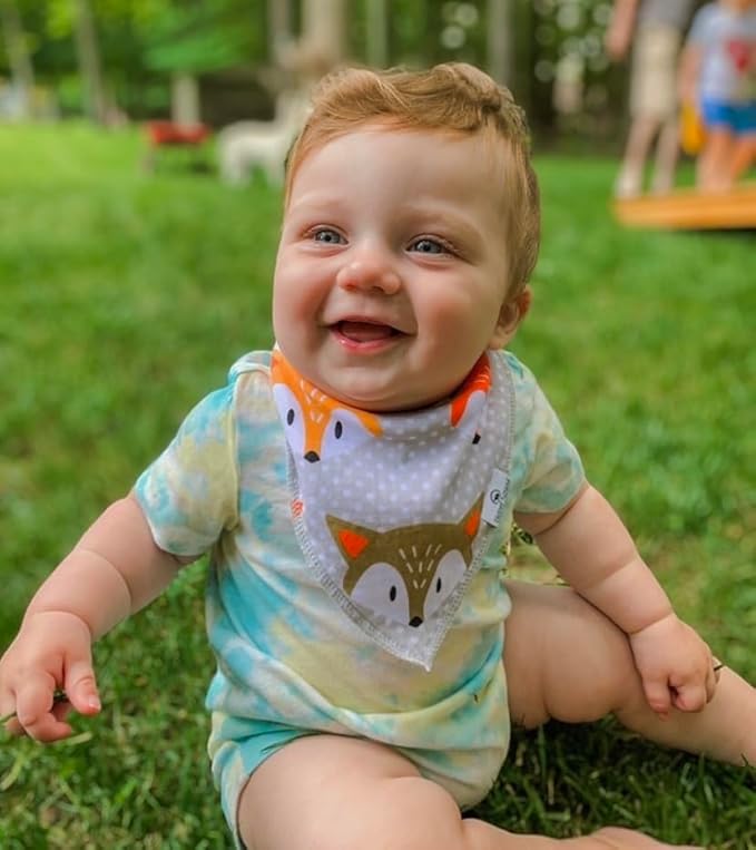 DiaperSquad's 100% Organic Cotton Baby Drool Bibs, Super Absorbent & Adjustable Baby Bibs for Drooling and Teething
