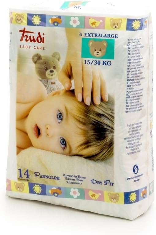 Trudi Baby 00696 Dry Fit Nappies Size XL 15-30 kg Pack of 14 White