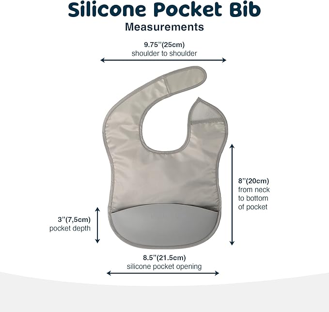 Tiny Twinkle Silicone Pocket Bibs - Waterproof, Food Catching, Mess-Proof Bibs for 6-24 Months Baby Boy and Girl, Toddlers
