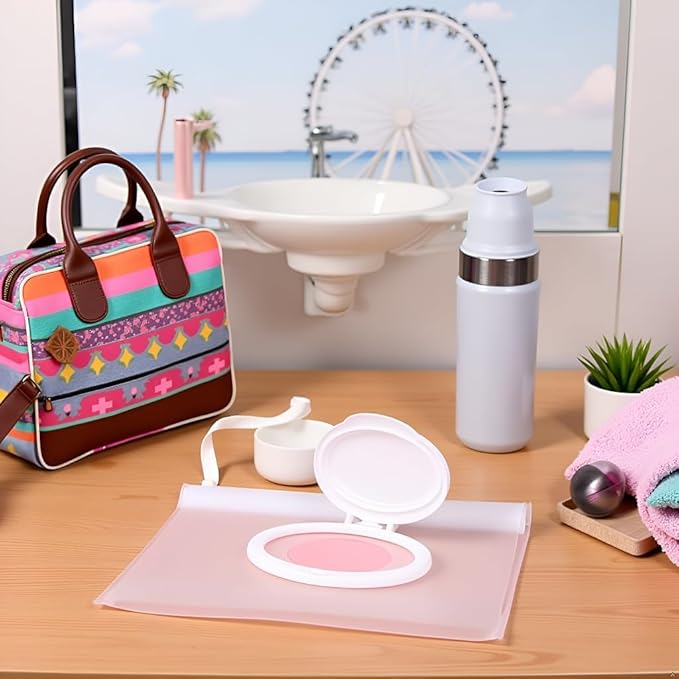 Baby Wipes Travel Case,Baby Wipe Case Travel Holder Keeps Wipes Moist Set of Wet Wipes Holders Cases Portable Travel On The Refillable Dispenser Container Waterproof Wipe Container with Sealed Zipper