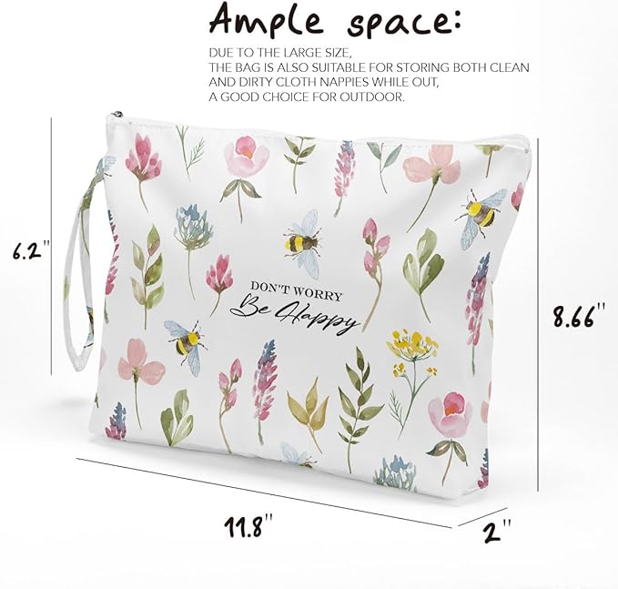 Fokongna Wet Bag Wet Dry Bag Wet Bag For Swimsuit Beach Bag, Don't worry Be Happy Travel Makeup Bag Toiletry Bag Diaper Bag Waterproof Large Capacity for Women Girls Mom Sister Friends Gifts