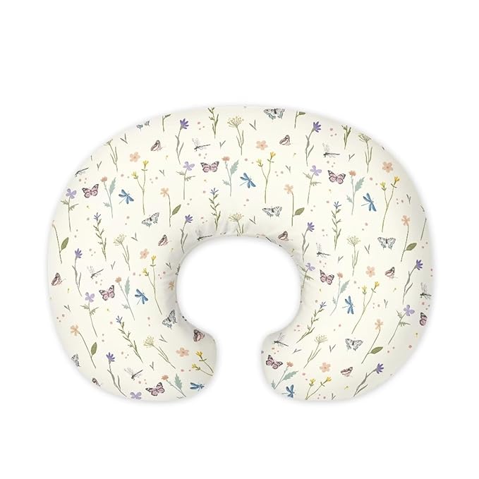 Butterfly and Floral Pattern Breastfeeding Pillow Cover Baby Breastfeeding Slipcover Infant Newborn Nursery Bottle Pillowcase Baby Essentials