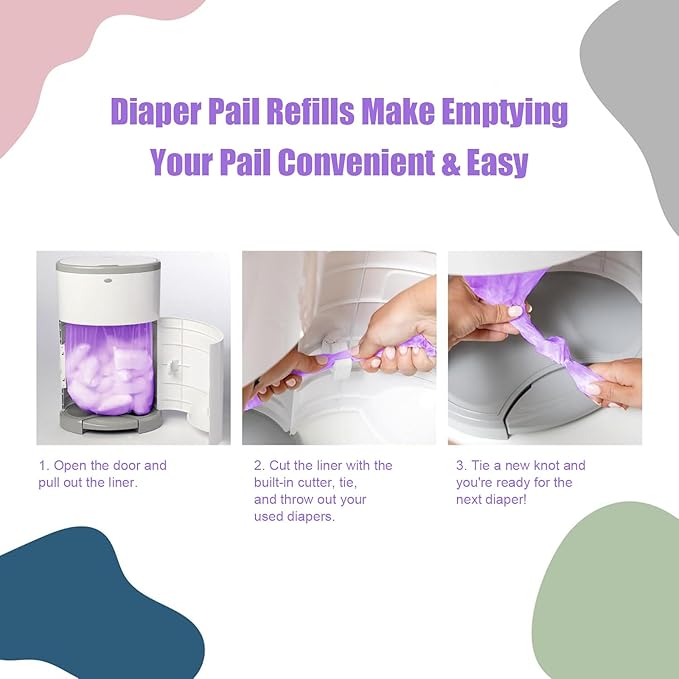 USBOO Refills Compatible with Dekor Plus Diaper Pail,4 Pack Disposable Diaper Pail Refills, Easy to Replace and Dispose Diaper Trash Bags, Holds up to 2320 Diapers,Lavender Scent