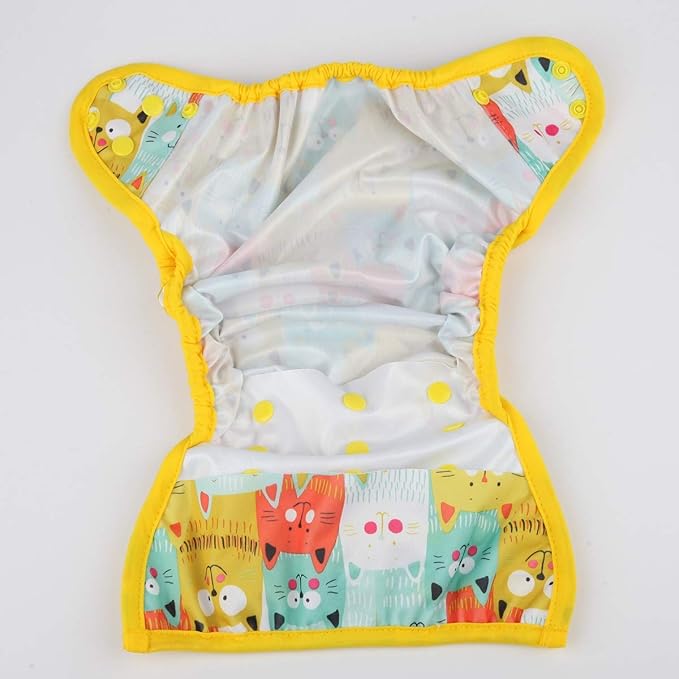 Baby Diaper Cover Nappy One Size 8lbs to 36lbs (Bright Cats)