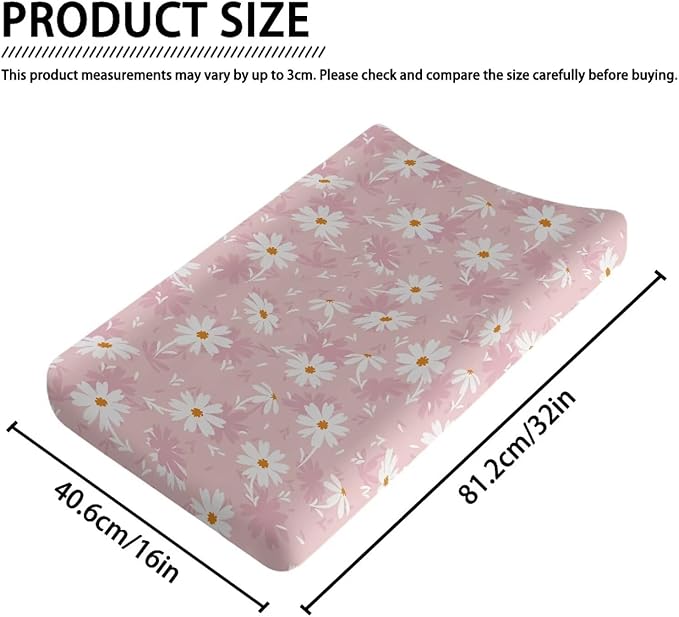 Daisy Changing Table Cover Waterproof Nursery Pad Change Cover Breathable Stretchy Diaper Changing Cover Soft Changing Pad Cover for Boys Girls