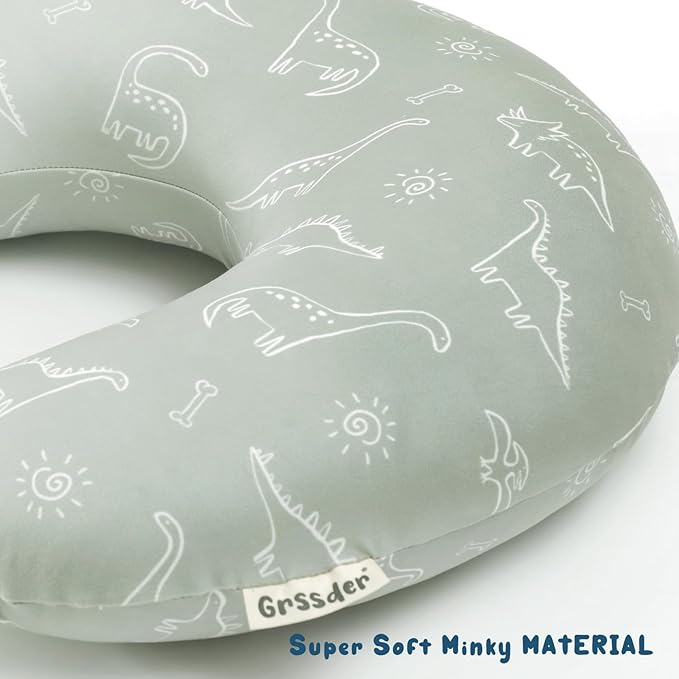 GRSSDER Nursing Pillow Cover Stretchy Minky Removable Nursing Covers for Breastfeeding Pillows, Ultra Soft Comfortable Slipcover for Boy and Girls, Dinosaurs Print