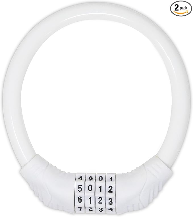 Urban August Original Fridge Lock: Multi-Functional Cable Combination Lock, for French-Door Refrigerators and Cabinets (Small, White - Two Pack)