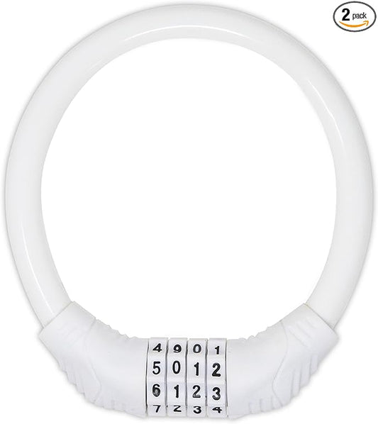 Urban August Original Fridge Lock: Multi-Functional Cable Combination Lock, for French-Door Refrigerators and Cabinets (Small, White - Two Pack)
