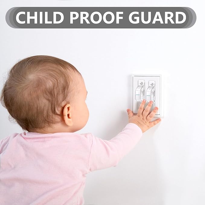 8 Pack Light Switch Cover Guard,Wall Light Switch Lock With Glow In The Dark Effect, Child Proof Wall Switch Cover Keeps Lights or Switches from Being Accidentally Turned ON or OFF （Clear)